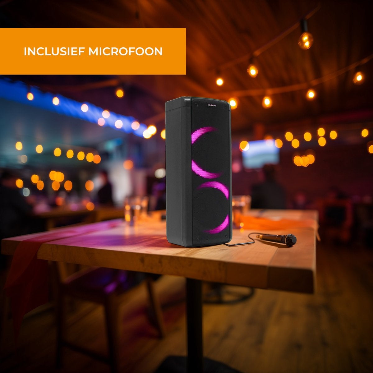 Haut-parleur Denver, Bluetooth, Party Box Disco, Lights, Noir
