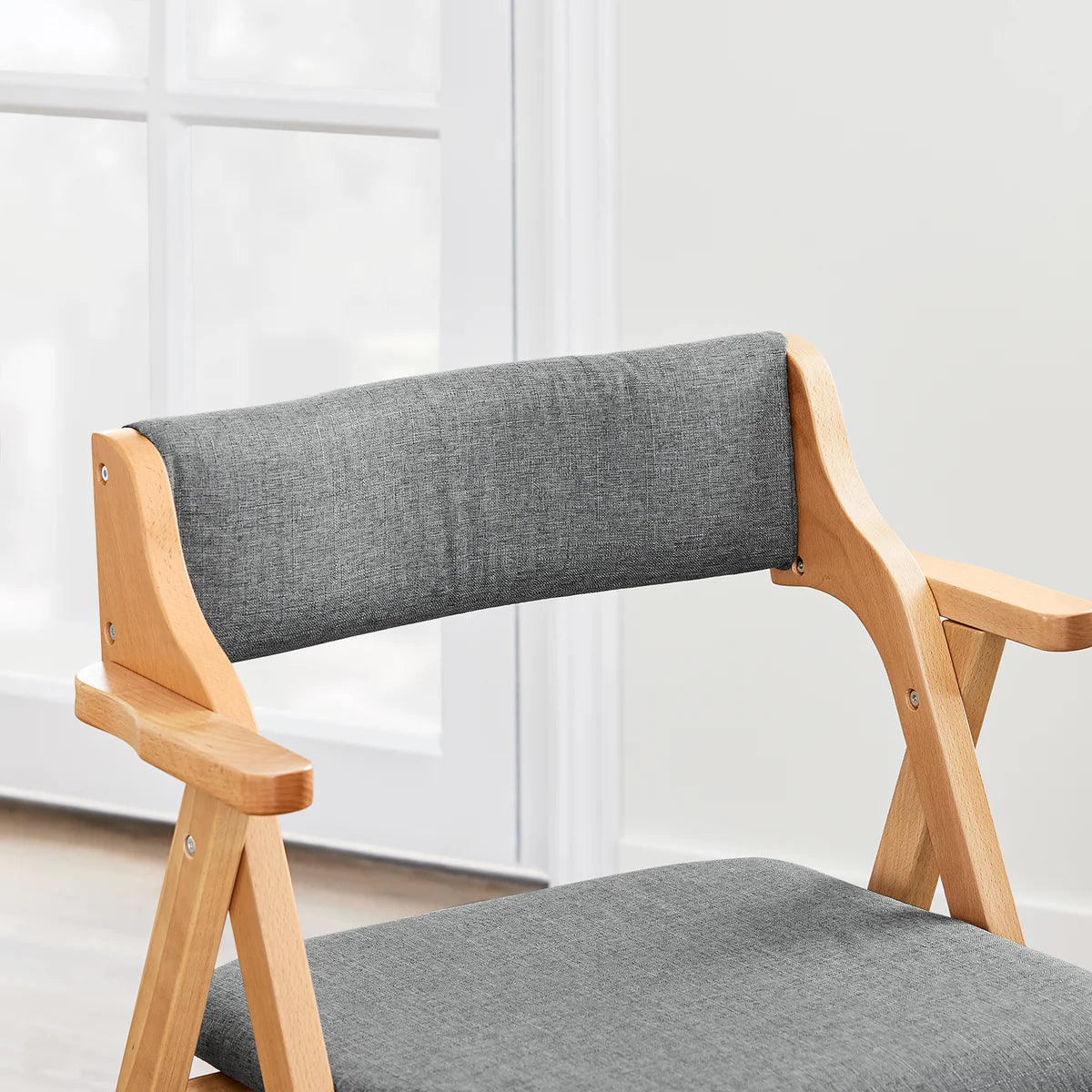 SoBuy FST98-HG Chaise de salle à manger pliable en bois avec coussin - Chaise pliable en hêtre massif - Gris