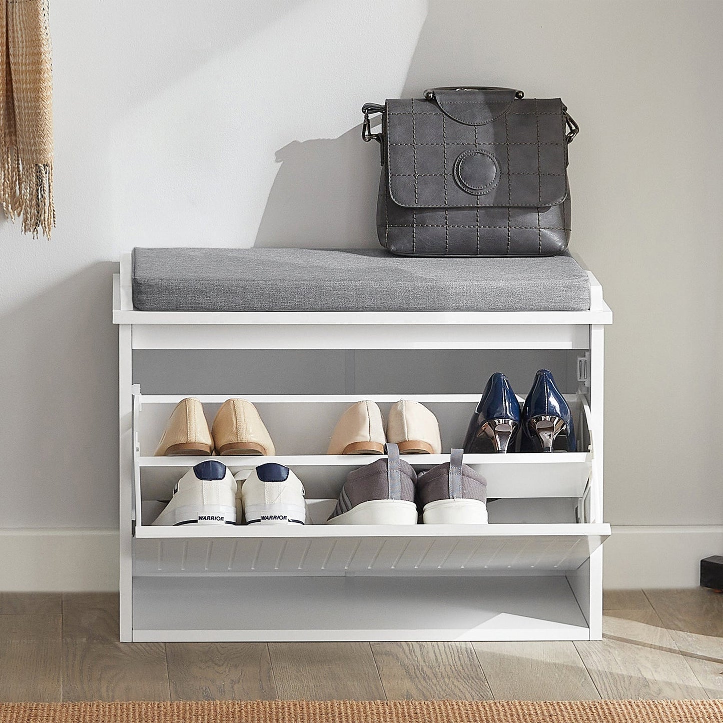 Meuble à chaussures - SoBuy - Avec 1 tiroir - Max. 150 kg - 60 x 26 x 46 cm - Blanc/ Gris