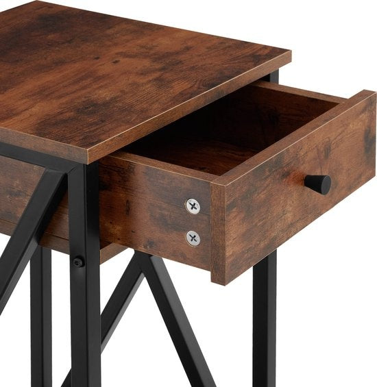 tectake® - Table d'appoint Dayton - industriel - brun foncé - 35 x 35 x 70,5 cm - 404451