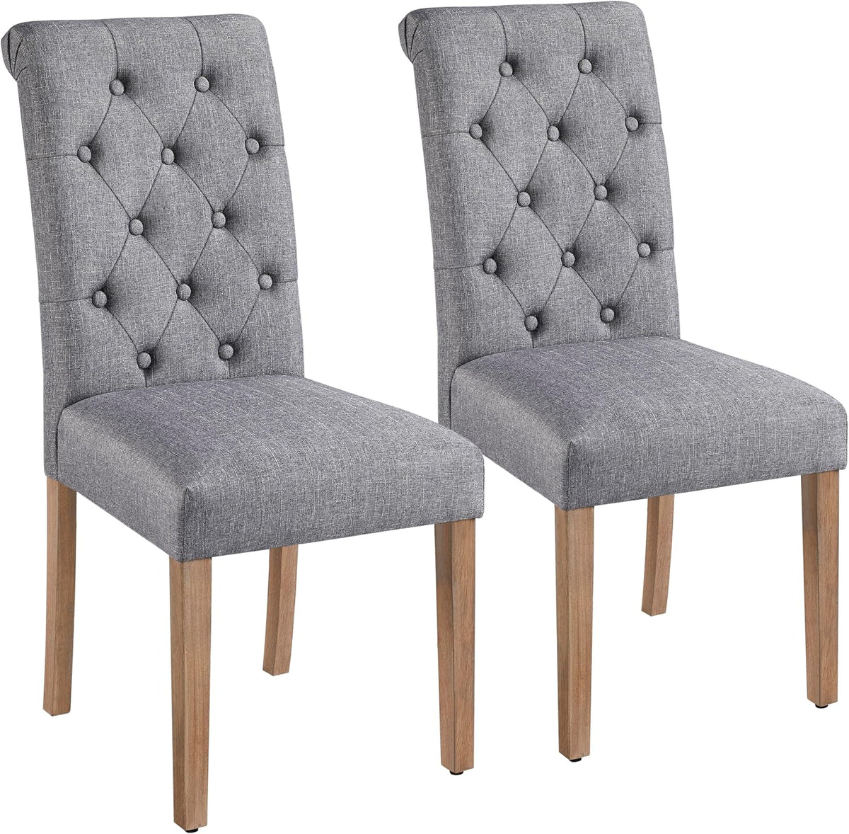 Yaheetech Lot de 2 chaises de salle à manger - Gris foncé - 45,5 x 62 x 98,5 cm - Dossier haut, pieds en bois