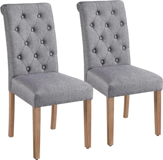 Yaheetech Lot de 2 chaises de salle à manger - Gris foncé - 45,5 x 62 x 98,5 cm - Dossier haut, pieds en bois