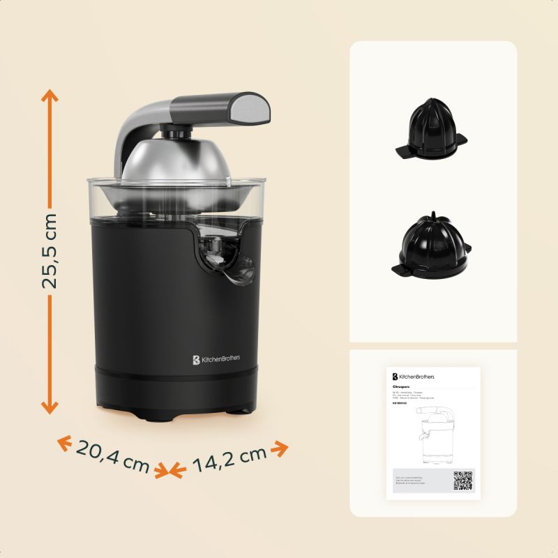 Presse-agrumes électrique LEBENLANG 600 W - Noir, 20 x 20 x 31 cm, acier inoxydable, avec poignée