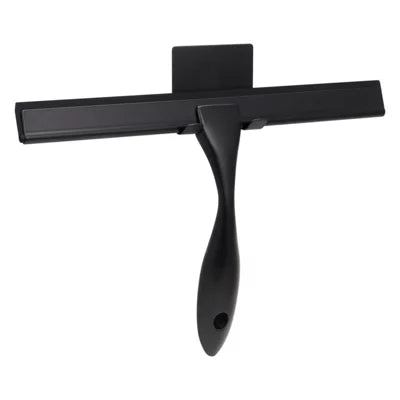 Racleur de douche en acier inoxydable - Lame en caoutchouc de 10 pouces - avec ventouse et crochet