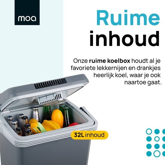 Glacière Thermoélectrique MOA Electric Coolbox, Avec fonction de chauffage, 12V et 230V, 32Litres, Gris