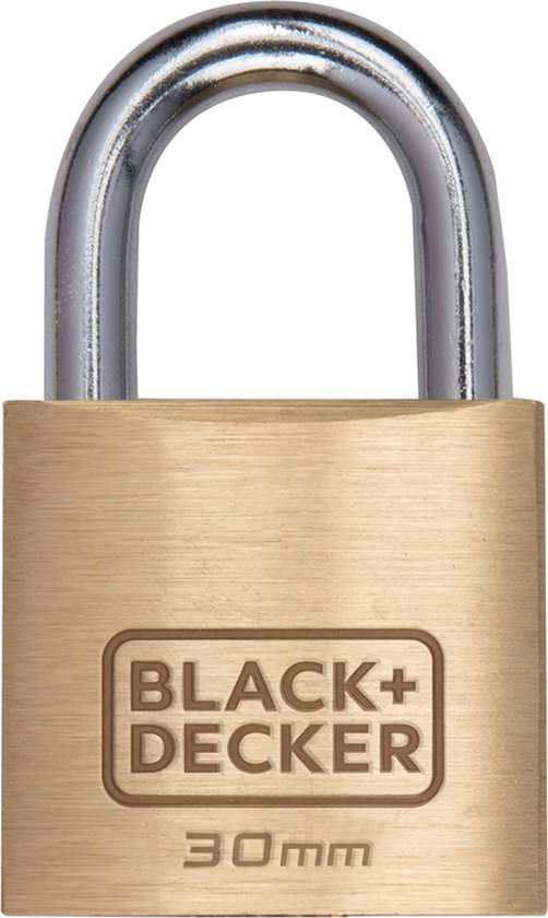 Cadenas avec clé - BLACK+DECKER - 30mm - 3 clés incluses - Serrure en laiton massif