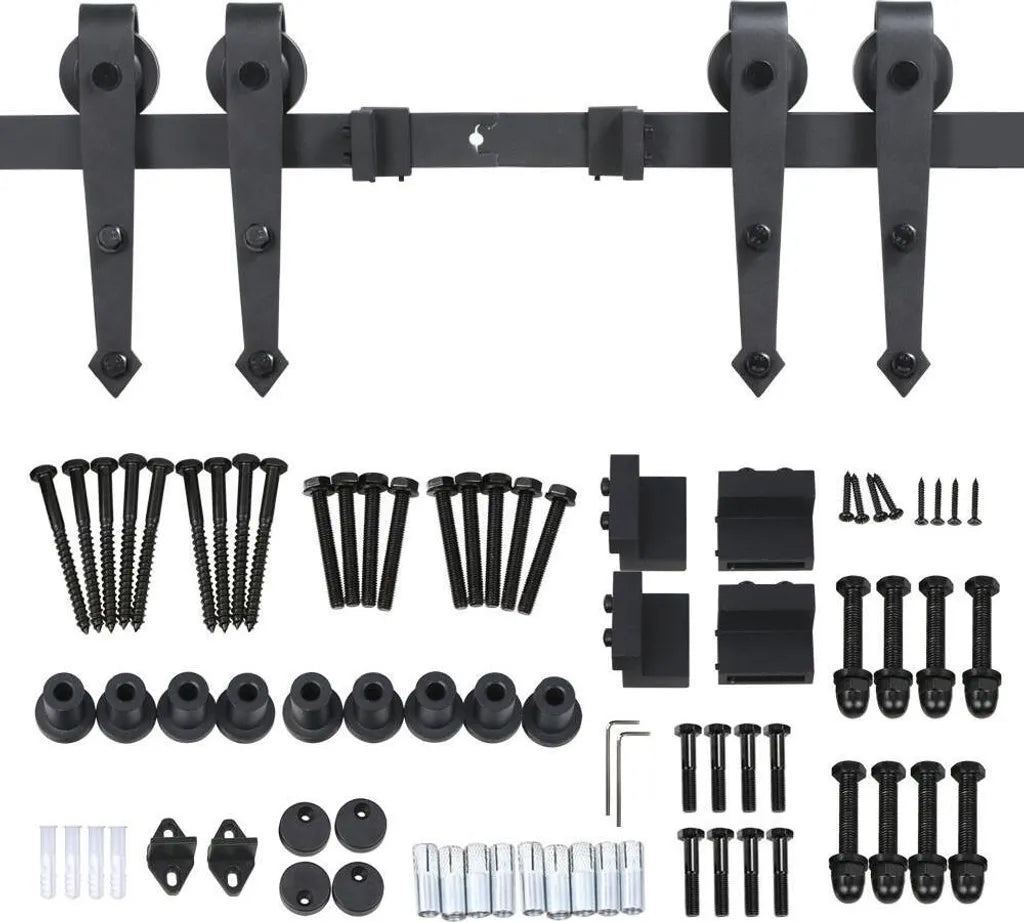 Système de porte coulissante Yaheetech 366 cm avec kit de montage, noir