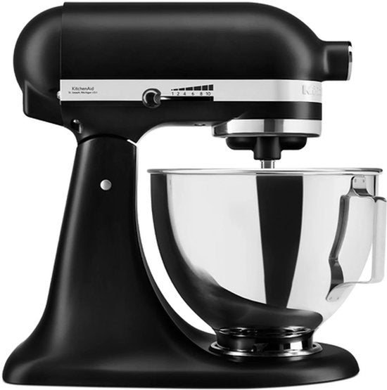 KitchenAid Artisan 5KSM95PSEBM - Robot de cuisine - 4,3 L - Noir mat - 3 crochets pétrisseurs