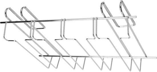 Support à vin pour 12 verres - 34x25x9cm - Métal argenté - 12 verres à vin