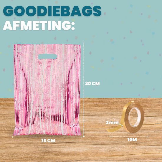 Feestio Sacs de fête 100 pièces - 17 x 25 cm - Sacs à bonbons - Sacs à friandises Fête d'enfants - Sacs à cadeaux - Rayé