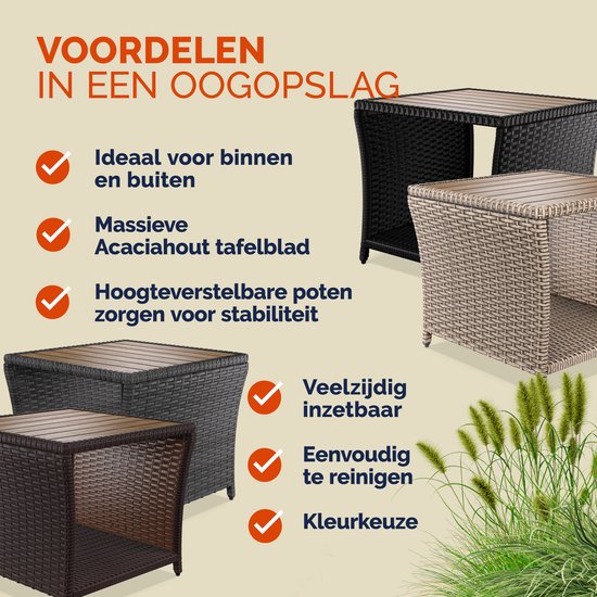 Table d'appoint Casaria - Polyrattan Square 45x45x40cm - Gris
