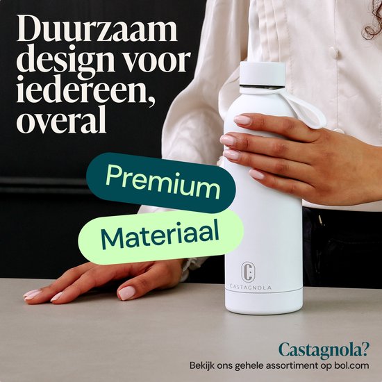Bouteille d'eau Castagnola - Bouteille en acier inoxydable 500 ML - Thermos en acier - Bouteilles à boire pour adultes - Double paroi - Blanc
