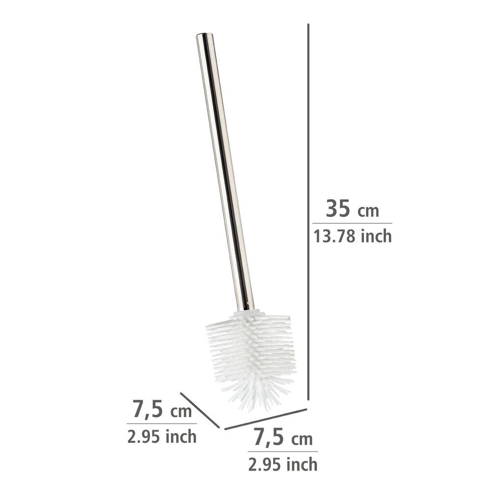 Brosse de WC Wenko en silicone blanche - Tête de brosse interchangeable Ø 7,5 cm - Manche en acier inoxydable