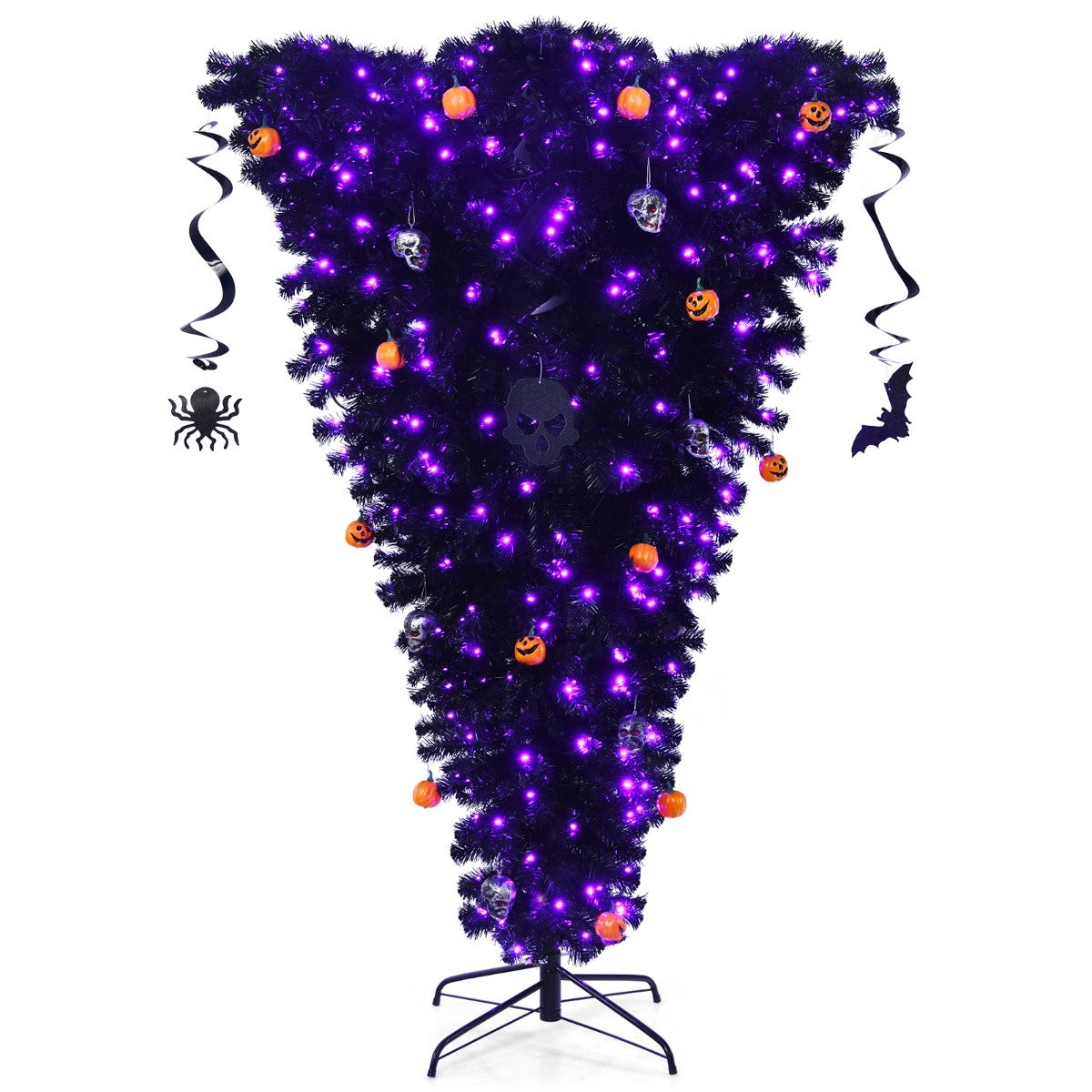 Coast 180 cm arbre de Noël artificiel noir illuminé Halloweenbaum avec 270 lumières LED violettes