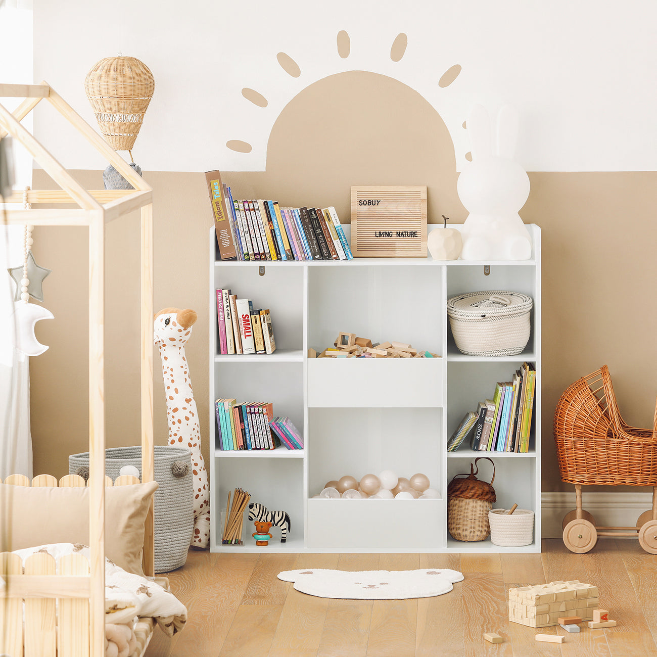 SoBuy KMB55-W Bibliothèque pour enfants - MDF - 106 x 30 x 104 cm - Blanc