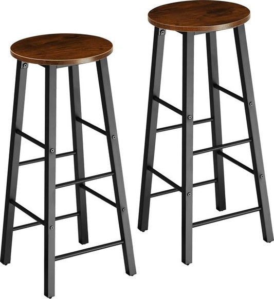 tectake - 2 tabourets de bar Keynes industrial dark brown - 404348