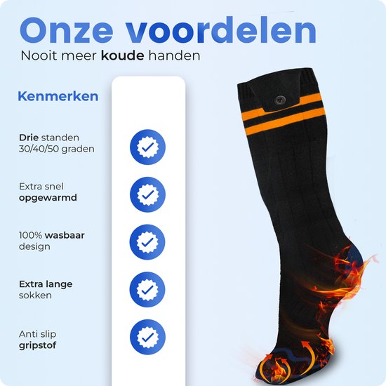 Qualitá Chaussettes chauffantes - Chaussettes électriques - Chaussettes de ski - Chaussettes chauffantes électriques - Chaussettes chauffantes - Taille L - 41-46