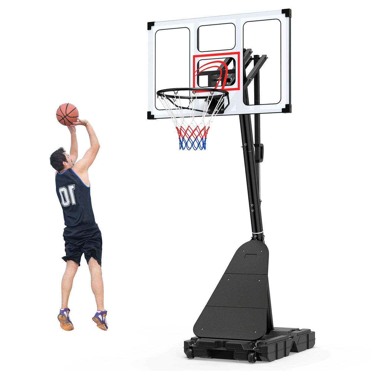 Support de basket-ball Coast avec roulettes - réglable en hauteur - adapté aux enfants et aux adultes - noir