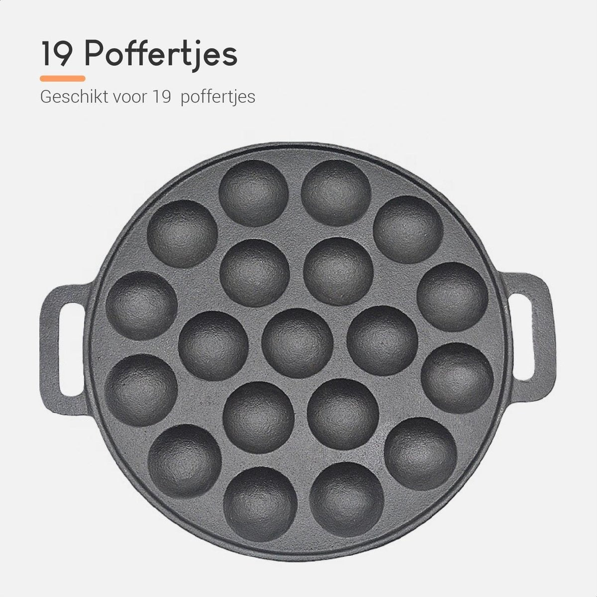 Set de Poffertjes - Ocina -19 Poffertjes - Compatible Induction - Inclus : Bouteille Doseuse, 6 Fourchettes et Gants Résistants à la Chaleur - Livre de Recettes Offert