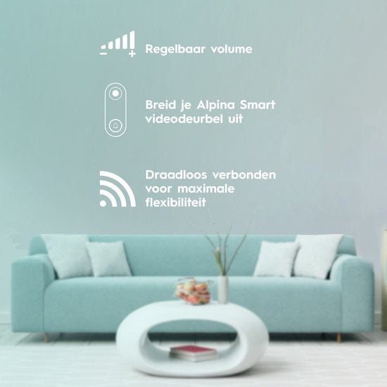 alpina Gong - Carillon - pour sonnette vidéo 26468 from alpina smart home - Sans fil - Portée de 60 mètres - Volume réglable - 4 sons