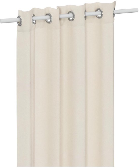 Rideau Atmosphera Lilou - L 260 x l 140 cm - blanc ivoire - polyester - avec anneaux