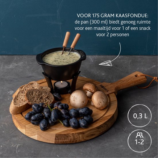 Boska Fondue set Party Mini - Caquelon à fondue - Pour fondue au fromage et sauce - Noir - 300 ml