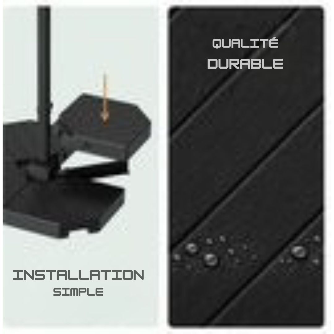 Set de 4 tuiles pour Parasol Lifegoods - 50x50x11 cm - Remplissable jusqu'à 145 kg - noir