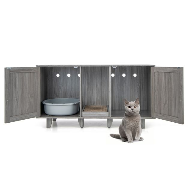 Armoire à chat Coast - 3-en-1 - MDF - Max. 40kg - 120 x 52 x 65 cm - Gris