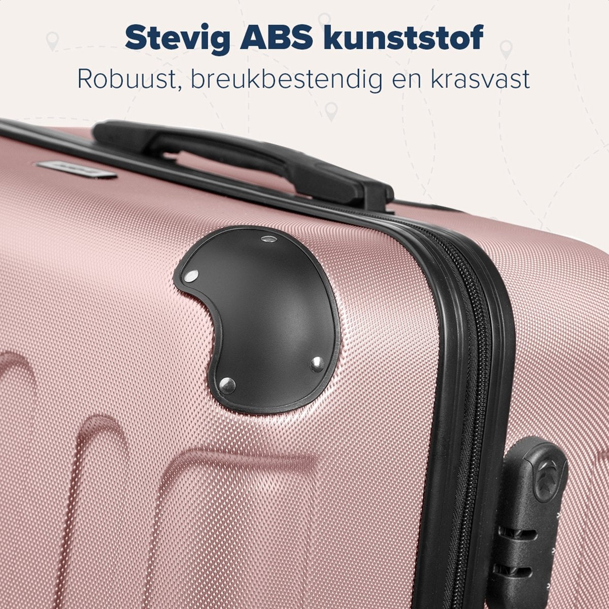 Lot de 3 valises TRVLMORE - Grande Taille Valise soute - 38L (bagage à main) + 70L + 110L - Rose Gold