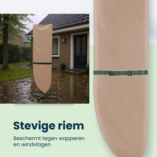 Housse pour parasol à bras articulé et parasol sur pied - Jusqu'à 400 cm - Housse de protection imperméable - Oxford 420D - Aide au montage incluse - Marron taupe