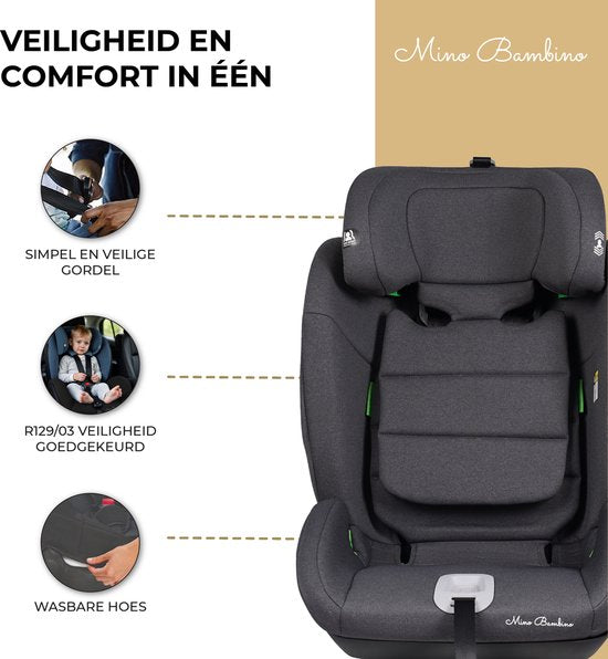 Siège auto Mino Bambino i-Size - Siège auto - Groupe 1/2/3 (76-150 cm) - Gris