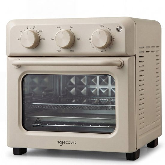 Safecourt Four Airfyer 6-en-1 - 100% sans PFAS - 6 programmes - 80 à 230 degrés - Airfryer, cuire, rôtir, toaster, griller et réchauffer - Beige