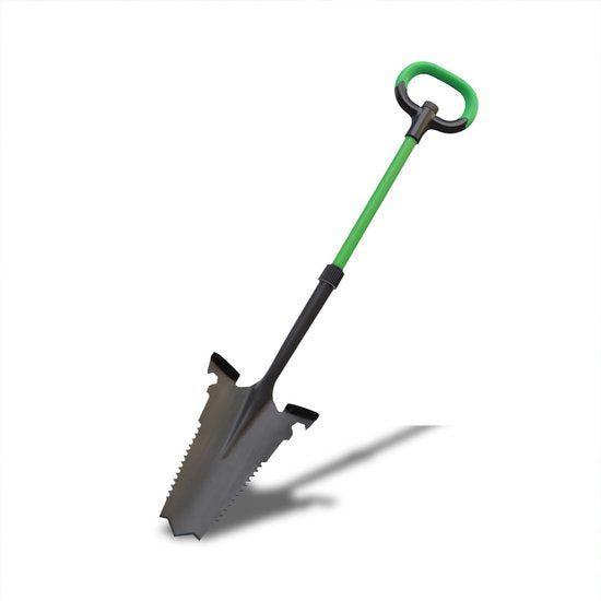 Pelle tout-en-un Hammersmith RayzerShovel - Pelle de jardinage pour sols durs et caillouteux - Pelle avec scie à racines et poignée « soft-touch » - Bord profilé extra-large - Pelle de jardin - Édition vente par correspondance