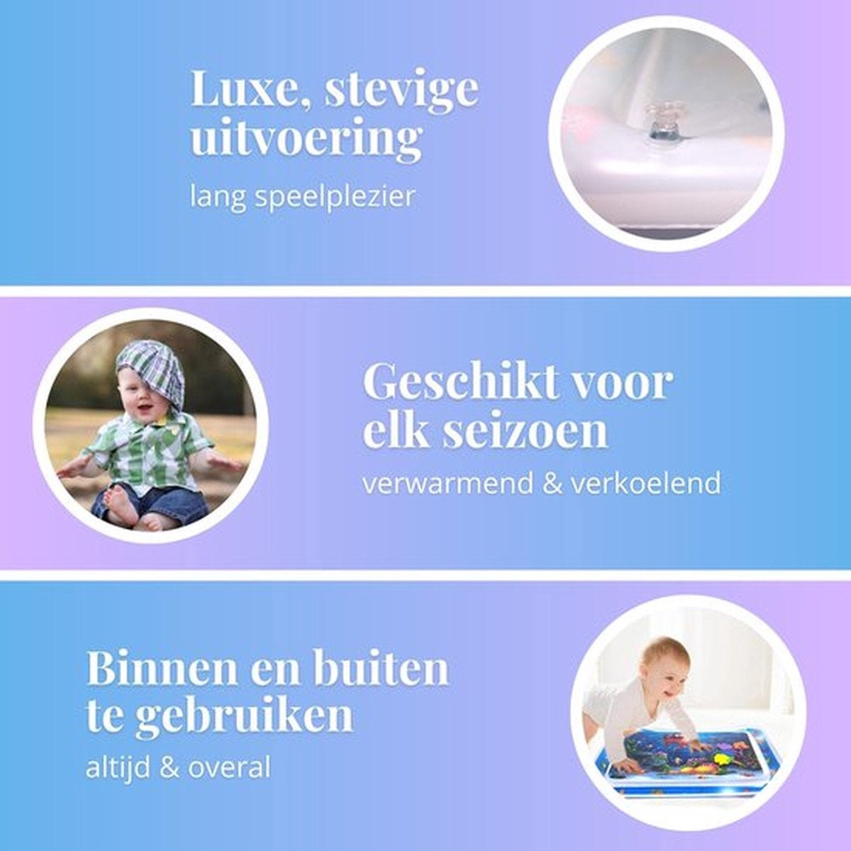 Tenify Waterspeelmat - Watermat - Speelkleed - Opblaasbaar - Tummy Time - Baby Speelgoed 0 Jaar - Kraamcadeau - Blauw