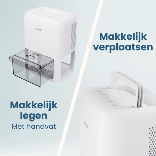 Déshumidificateur Auronic Mini - Convient au salon, au bureau, à la chambre à coucher, à la chambre de bébé et plus encore - Silencieux - Blanc