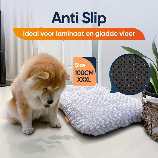 Happysnuts Dog Cushion 90 x 60cm - Lit pour chien - Donut Dog Bed - Fluffy - Grey - Washable