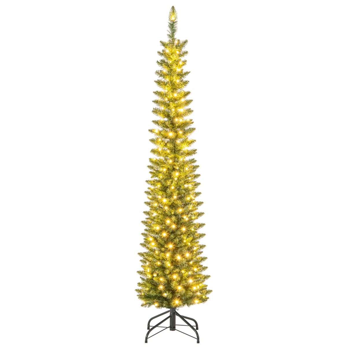 Sapin de Noël artificiel « Coast » avec 390 branches - 180 lumières LED blanc chaud - 180 cm de haut - Vert