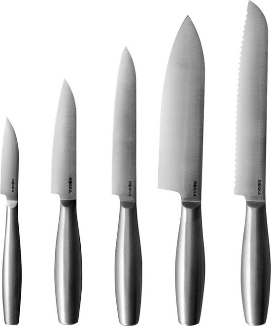 Boska Knife Set Copenhagen - 5 couteaux de cuisine - Pour tout type d'aliments - Design unique - Lavable au lave-vaisselle - acier inoxydable