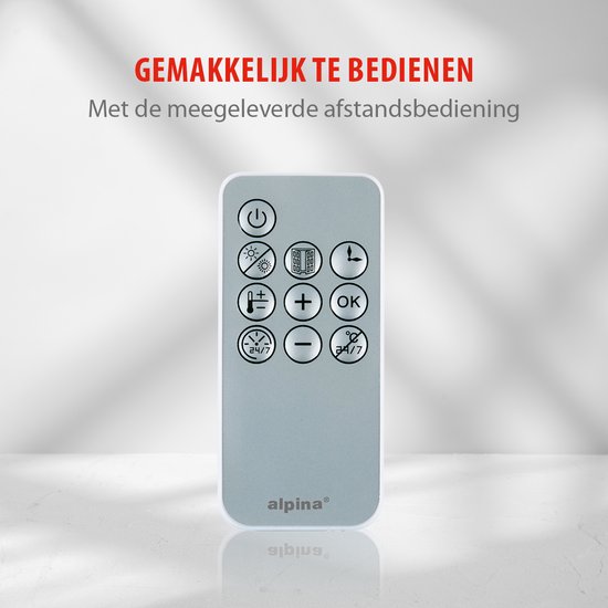 alpina Ceramic Stove with Wall Mounting - Electric Heater 2000W - Adjustable Heat Stages and Timer - Wall Stove with Remote Control - Fan Stove - For Indoors