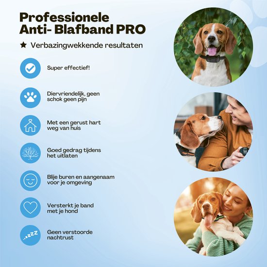 Collier Anti-aboiement Pro - Collier d'éducation sans choc - pour petits et grands chiens - étanche - rechargeable - vibration et audio - 2 colliers supplémentaires