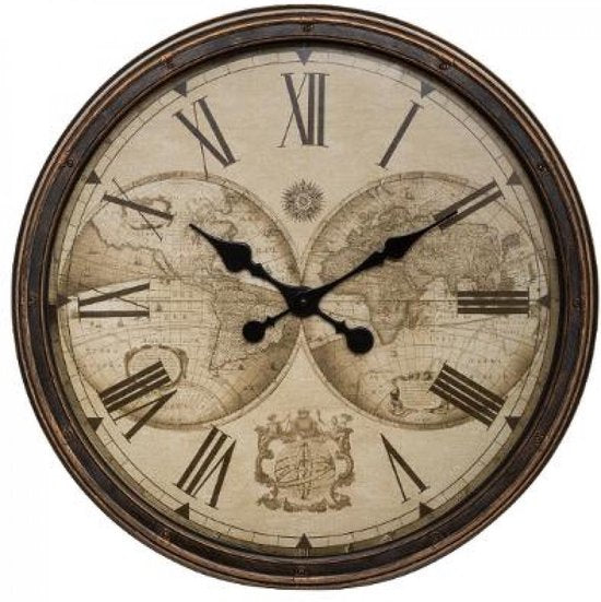 Horloge - Horloge murale - Horloge mondiale, diamètre 51 cm - Horloge de grande qualité