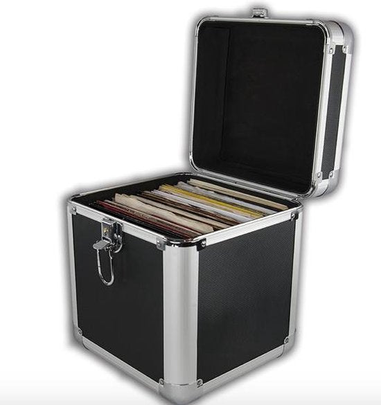 Boîtier pour disques vinyles 7 pouces pour le stockage de 70 à 100 disques vinyles noir aluminium verrouillable