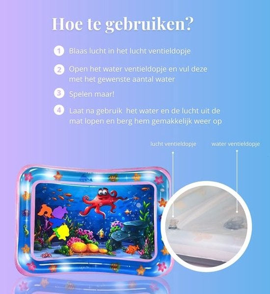 Tenify Water Playmat - Tapis d'eau - Tapis de jeu - Gonflable - Tummy Time - Jouet pour bébé 0 an - Cadeau de maternité - Rose