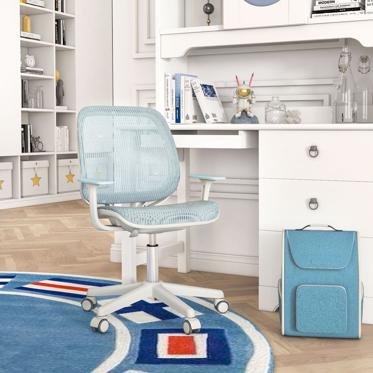 Fauteuil pivotant pour enfant Coast - réglable en hauteur - dossier et accoudoirs ergonomiques - bleu