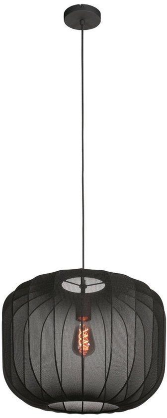 Anne Lighting - suspension - Sable - noir - lin et métal - Ø 45 cm - E27 - 4191ZW