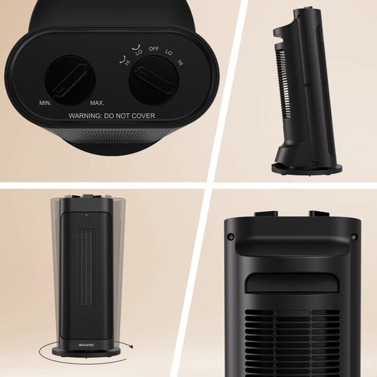 Auronic Fan Heater Pro - Chauffage céramique - Chauffage 2000W - Noir