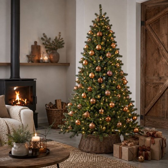 Black Box Trees Toronto - Sapin artificiel h230xd140cm - Sapin de Noël avec des aiguilles givrées réalistes - Décoration de Noël d'intérieur - Structure à charnières pour un montage rapide et facile - Vert