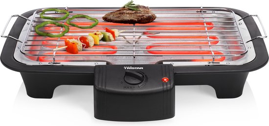 Barbecue électrique Tristar BQ-2813 – Barbecue de table à faible dégagement de fumée, 2 000 W – Grille de cuisson 38 x 22 cm – Noir - Idéal pour le balcon ou le camping