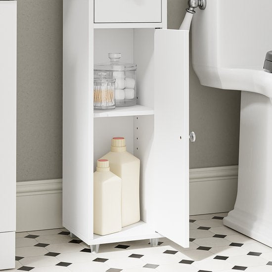 Meuble de salle de bains SoBuy BZR219-W - Meuble sous-lavabo avec porte-rouleau de papier toilette - Blanc - 85 x 20 x 20 cm