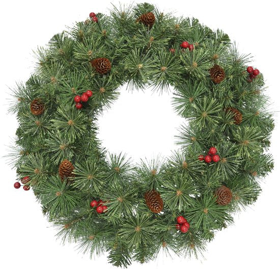 Boîte noire Arbres Warth Couronne de Noël avec décoration - Ø60 cm - Vert